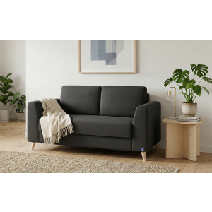BRUNO slaapbank 120 cm in zwart / antraciet | stabiel massief hout & boxspringcomfort