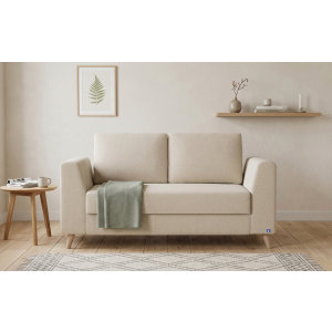 BRUNO slaapbank 120 cm in beige | stabiel massief hout & boxspringcomfort