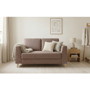 BRUNO slaapbank 120 cm in bruin | stabiel massief hout & boxspringcomfort