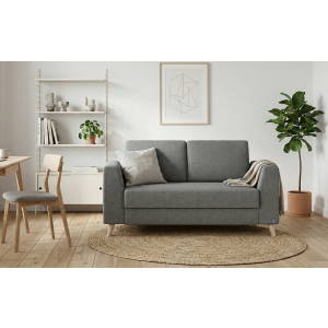 BRUNO slaapbank 120 cm in donkergrijs | stabiel massief hout & boxspringcomfort