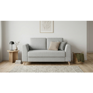 BRUNO slaapbank 120 cm in Aurora zilvergrijs | stabiel massief hout & boxspringcomfort