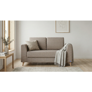 BRUNO slaapbank 120 cm in Aurora Taupe grijsbeige | stabiel massief hout & boxspringcomfort