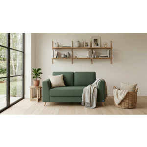 BRUNO slaapbank 120 cm in blauw | stabiel massief hout & boxspringcomfort