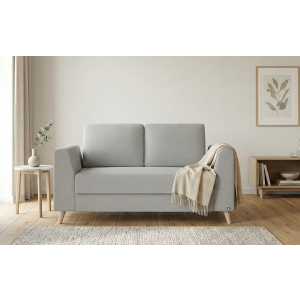 BRUNO slaapbank 120 cm in lichtgrijs | stabiel massief hout & boxspringcomfort