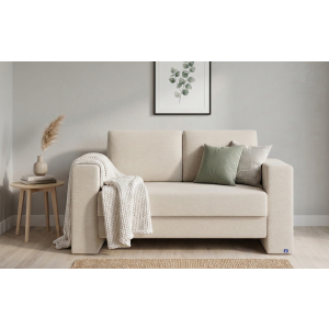 BRUNO slaapbank 120 cm in beige | stabiel massief hout & boxspringcomfort