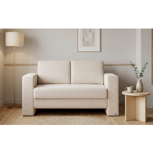 BRUNO slaapbank 120 cm in crème ecru beige | stabiel massief hout & boxspringcomfort