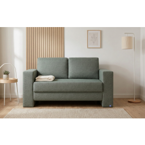 BRUNO slaapbank 120 cm in Aurora forest groen | stabiel massief hout & boxspringcomfort