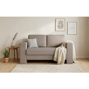 BRUNO slaapbank 120 cm in Aurora Taupe grijsbeige | stabiel massief hout & boxspringcomfort