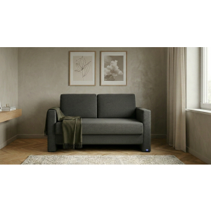 BRUNO slaapbank 120 cm in zwart / antraciet | stabiel massief hout & boxspringcomfort