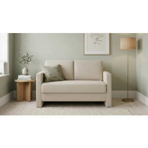 BRUNO slaapbank 120 cm in beige | stabiel massief hout & boxspringcomfort