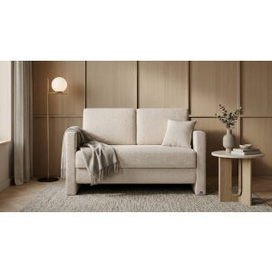 BRUNO slaapbank 120 cm in crème ecru beige | stabiel massief hout & boxspringcomfort