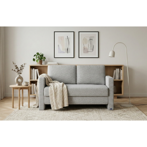 BRUNO slaapbank 120 cm in Aurora zilvergrijs | stabiel massief hout & boxspringcomfort