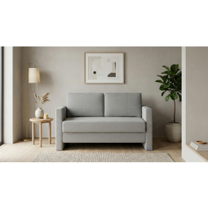 BRUNO slaapbank 120 cm in lichtgrijs | stabiel massief hout & boxspringcomfort