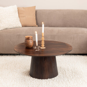 Sohome Ronde Salontafel 'Olav' Mangohout, 80cm, kleur Walnoot
