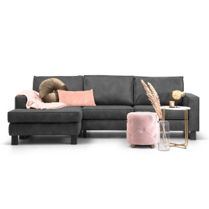 Sohome Loungebank 'Mathew' Links, Microleder, kleur antraciet