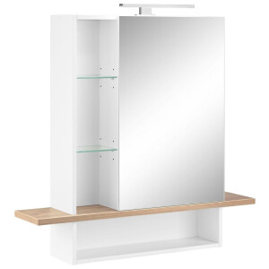 Spiegelkast Novolino 90 cm breed - Wit met Navarra eiken