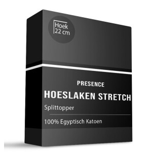 Splittopper Hoeslaken Egyptisch Katoen Stretch 160x200 Cm Antraciet Zacht & Verkoelend Presence - Dekbed-Discounter.nl