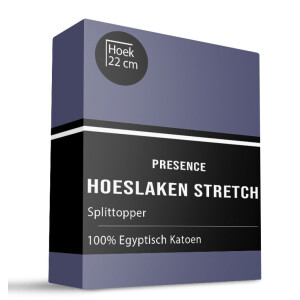 Splittopper Hoeslaken Egyptisch Katoen Stretch 180x200 Cm Navy Zacht & Verkoelend Presence - Dekbed-Discounter.nl