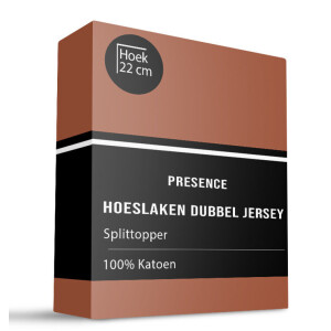 Splittopper Hoeslaken Katoen Dubbel Jersey 180x200 Cm Cognac Ademend Presence - Dekbed-Discounter.nl