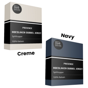 Splittopper Hoeslaken - Katoen Dubbel Jersey - 180x200cm - Creme - Presence - Dekbed-Discounter.nl