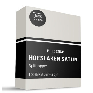 Splittopper Hoeslaken Katoen Satijn Creme 180x210 Cm Ademend Presence - Dekbed-Discounter.nl