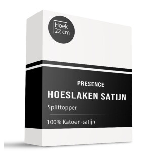 Splittopper Hoeslaken Katoen Satijn Wit 180x210 Cm Ademend Presence - Dekbed-Discounter.nl