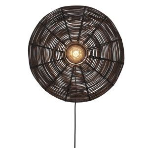 GOOD&MOJO Wandlamp 'Tanami' Rotan, 55cm, kleur Zwart