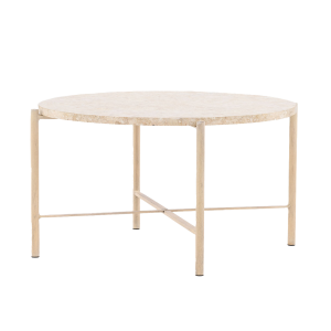 Thora ronde salontafel beige - met stenen blad - Ø 70 cm