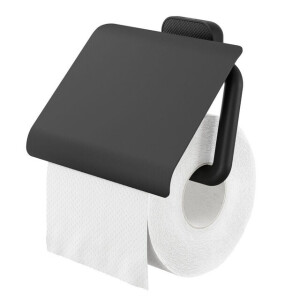 Tiger Carv Toiletrolhouder - met klep - zwart 800239
