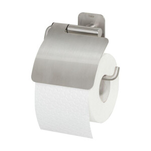 Tiger Colar Toiletrolhouder - met klep - zelfklevend - geborsteld RVS 1314130946