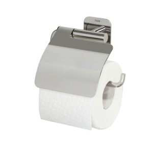 Tiger Colar Toiletrolhouder - met klep - zelfklevend - gepolijst RVS 1314130346