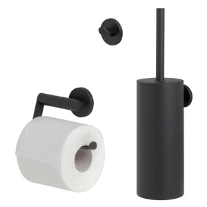 Tiger Noon Toiletaccessoireset - toiletborstelhouder - gesloten - toiletrolhouder - zonder klep - handdoekhaak - enkel - zwart 1321900701