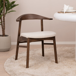 Kave Home Eetkamerstoel 'Timons' Eikenhout en chenille, kleur Walnoot