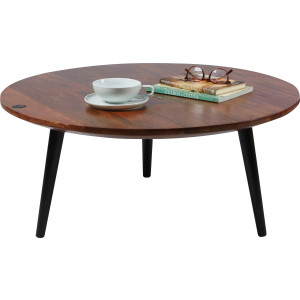 TOM TAILOR HOME Salontafel T-WOOD TABLE LARGE Bijzettafel met knoopdetail, donker mangohout en zwarte poten