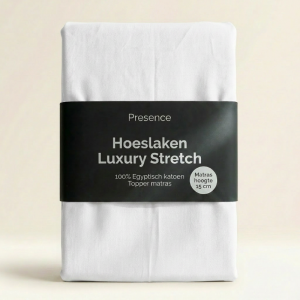 Topper Hoeslaken - Egyptisch Katoen Jersey Stretch - Wit - 180x200cm - Wit - Presence - Dekbed-Discounter.nl