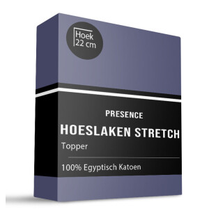 Topper Hoeslaken Egyptisch Katoen Stretch 180x200 Cm Marine Zacht & Verkoelend Presence - Dekbed-Discounter.nl
