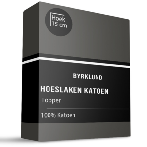 Topper Hoeslaken Katoen - Antraciet - 90x200cm - Antraciet - Byrklund - Dekbed-Discounter.nl