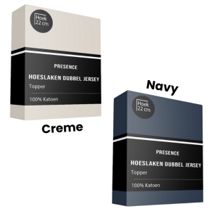Topper Hoeslaken - Katoen Dubbel Jersey - 180x200cm - Creme - Presence - Dekbed-Discounter.nl
