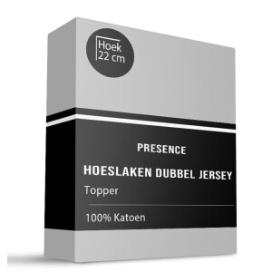 Topper Hoeslaken - Katoen Dubbel Jersey - 180x200cm - Lichtgrijs - Presence - Dekbed-Discounter.nl