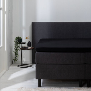 Topper Hoeslaken - Luna Stretch - 2-PACK - Zwart - 160x200cm - Zwart - Luna Bedding - Dekbed-Discounter.nl
