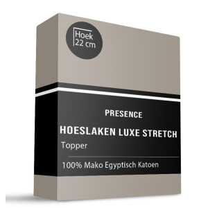 Topper Hoeslaken - Mako Jersey Katoen - 180x200cm - Taupe - Presence - Dekbed-Discounter.nl