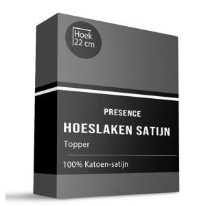 Topper Hoeslaken - Katoen Satijn - Antraciet - 90x210cm - Antraciet - Dekbed Discounter - Dekbed-Discounter.nl