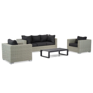 Garden Collections Toronto/Zaga 125 cm stoel-bank loungeset 4-delig