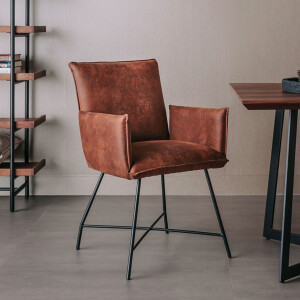 Tower Living Eetkamerstoel 'Trofa' met armleuning, kleur cognac