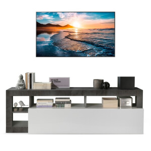 Tv Meubel Hamburg 184 cm breed hoogglans wit met oxid
