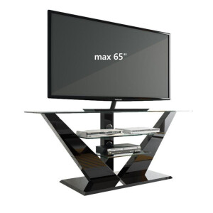 Tv-meubel Luna 140 cm breed met led - Hoogglans Zwart