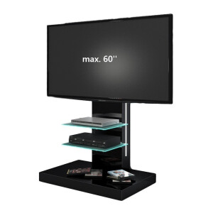 Tv-meubel Marino van 133 cm hoog in Hoogglans zwart