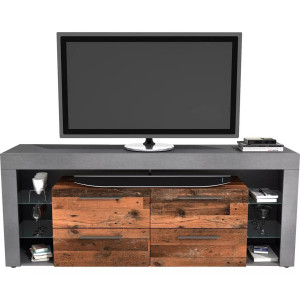Tv-meubel Raymond met 4 lade 180 cm breed antraciet met oud eiken
