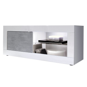 Tv-meubel Basic 140 cm breed wit met beton