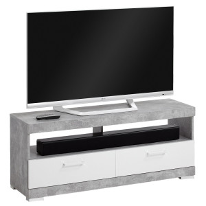 Tv-meubel Bristol 120 cm breed grijs beton met wit